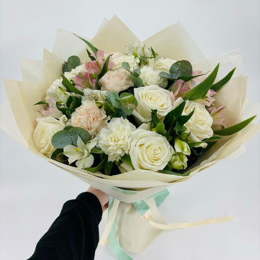 A beautiful bouquet of "Tenderness of spring" in delicate shades