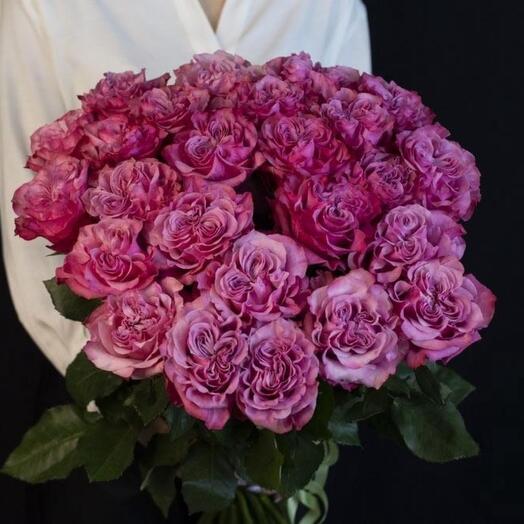 25 peony-shaped Country Blue roses 60 cm