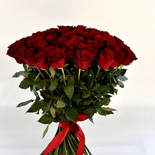 Bouquet of 50 red roses "Kiss"