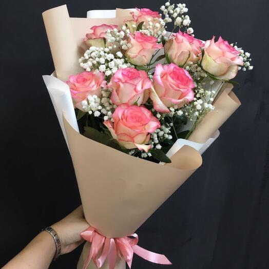 Букет с розовыми розами 🌹