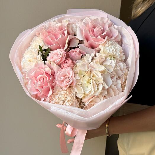 Ramo de algodón de Azúcar con rosas francesas 🌸