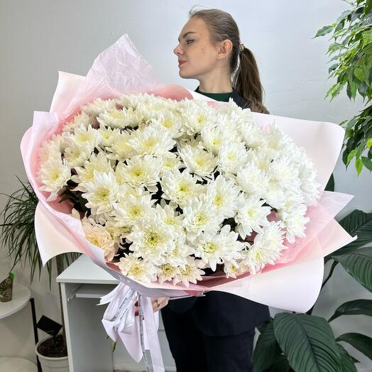 Букет белая Хризантема кустовая Балтика