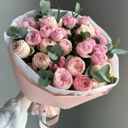 💕Hermoso ramo / peonía arbustos rosas / eucalipto / decoración / Flores en Ufa