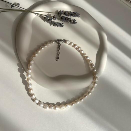 Колье из натурального барочного жемчуга