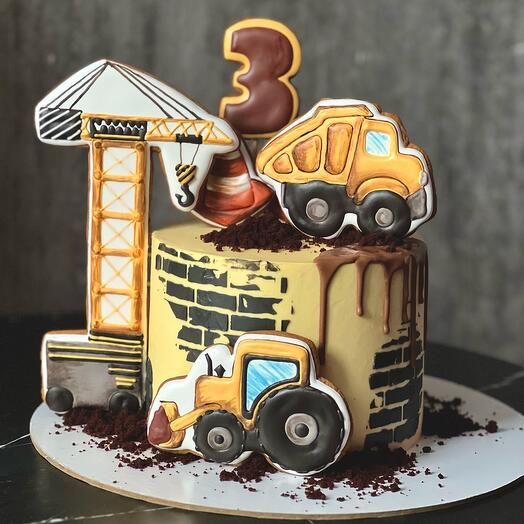 Детский торт с пряниками 1,5кг | Машинки