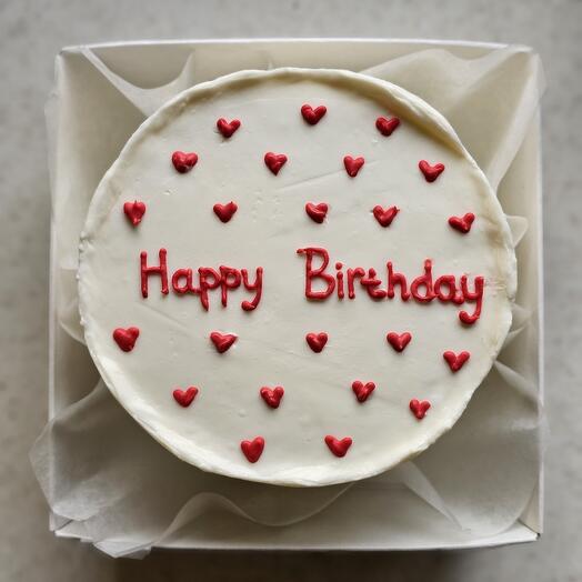 Бенто торт Happy birthday с сердечками