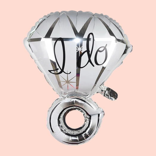 Шар гелий кольцо серебряное «I DO». Helium foil balloon ring silver I DO