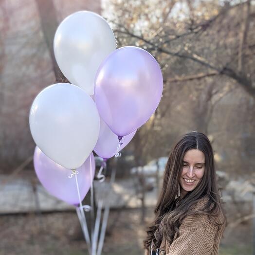 Нежный сет из 5 гелиевых шаров "Сиреневый бум"