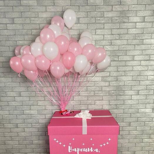 A surprise box with balloons "Pink tenderness"