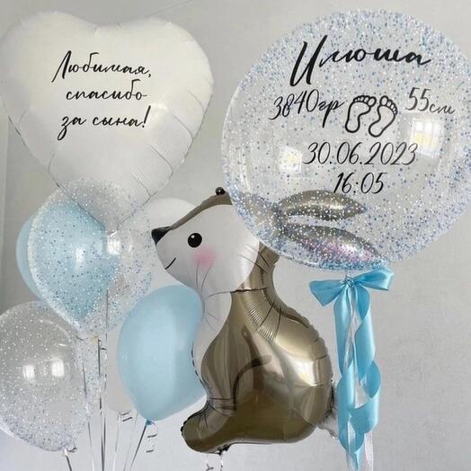 Шары на выписку мальчика  Лесной Зайка
