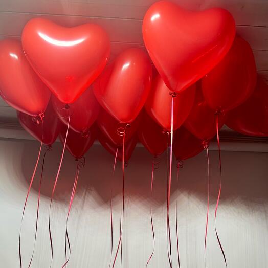 15 красных сердец