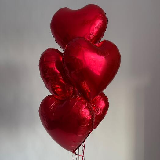 5 heart balls (red)