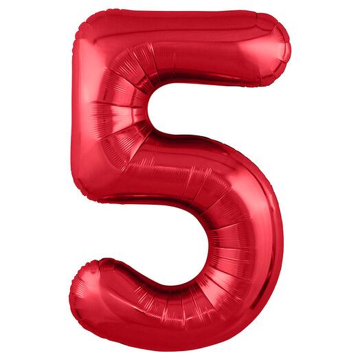Воздушный шар "Цифра 5" красная SLIM
