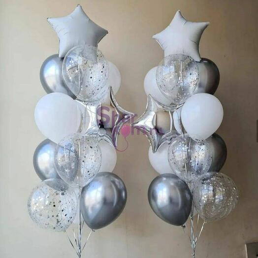 Фонтаны из шаров "Праздничные в серебре"