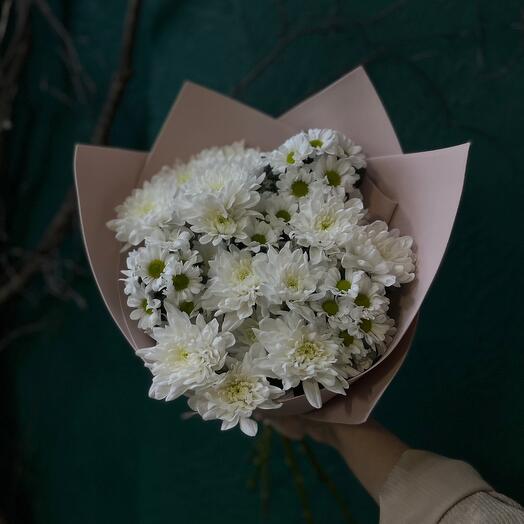 Bouquet of bush chrysanthemums and santini