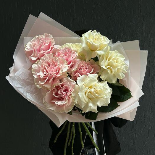 Bouquet of pink and white French roses