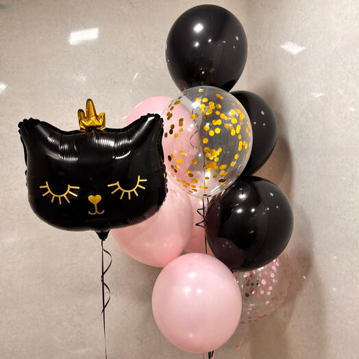 Zestaw balonów Helium "czarny kot" 10szt. Set of helium balloons Black Cat 10 szt.