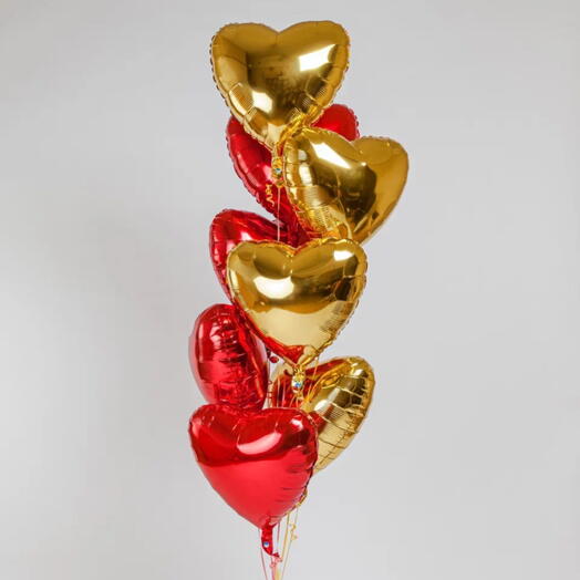 Набор сердец гелий 8 шт. Set of helium balloons hearts 8 pcs
