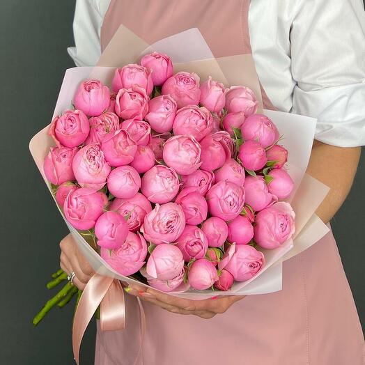 Bouquet of rose bush peony-shaped Roses Silva Pink (11 pcs)