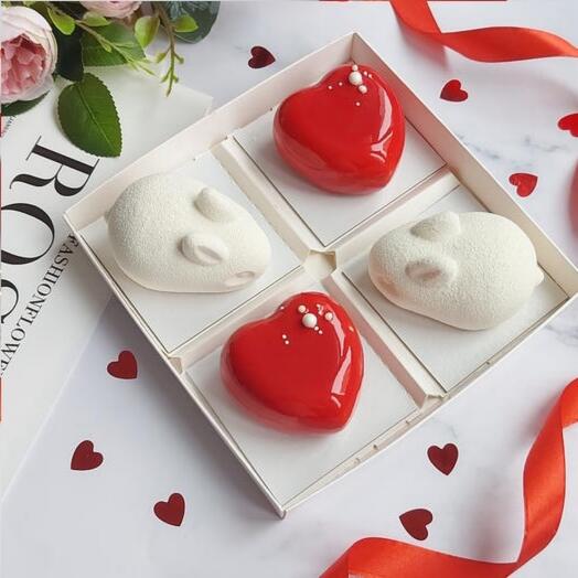 ❣Набор муссовых пирожных Влюбленные зайчики🐰 для любимого человека, любимой девушке, подруге, жене, на годовщину