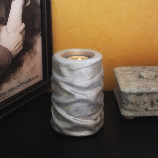 Silver wave candle holder for tea candles. Handmade work