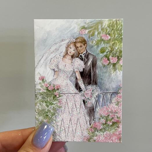 Postcard "Love you" + envelope