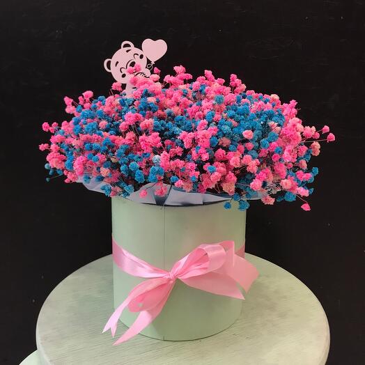 Интерьерный букет из гипсофилы «Зефирка». Композиция для сестры