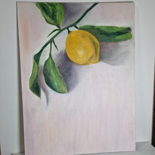 Картина маслом 30х40 см "Сочный лимон"