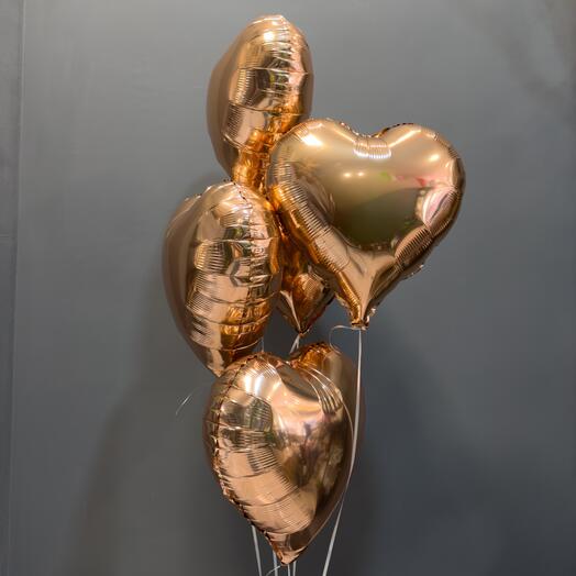 5 balloons (heart-shaped)