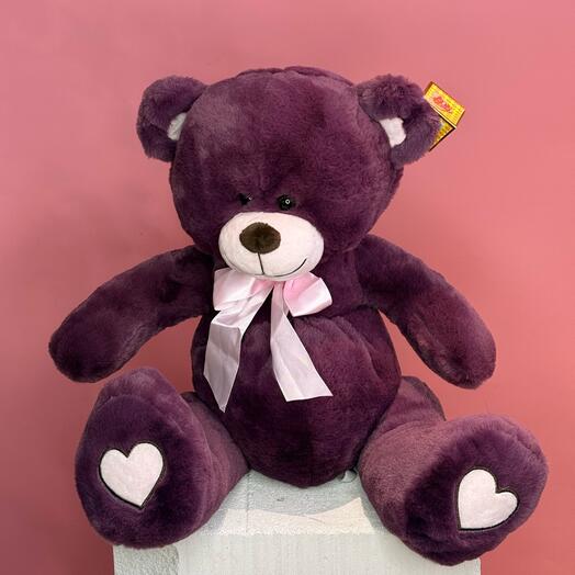 Фиолетовый медведь с бантом