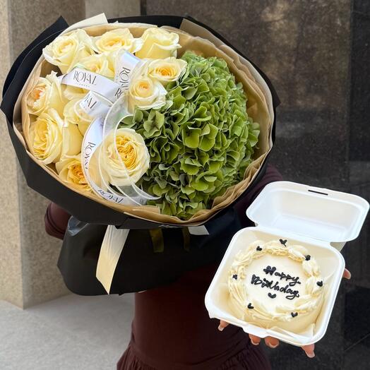 Сладкое комбо букет + бенто торт