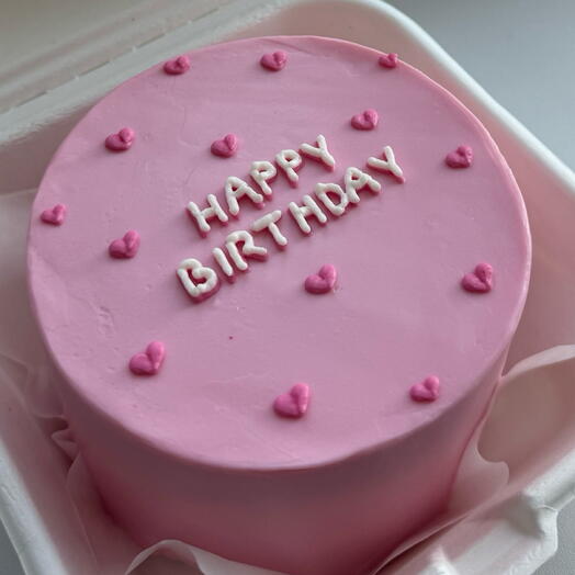 Бенто торт «Happy Birthday» розовый