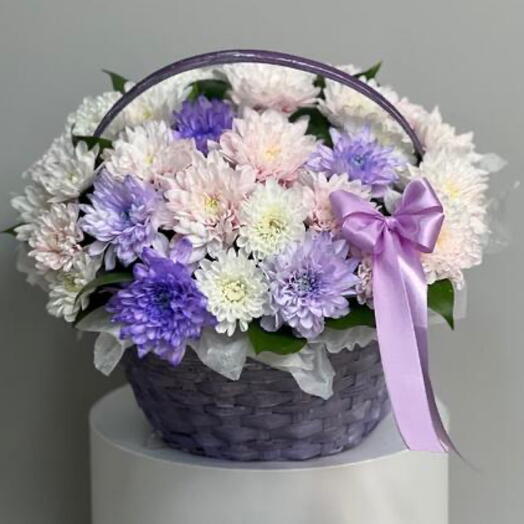 Корзина из кустовых хризантем по супер цене💜🫶