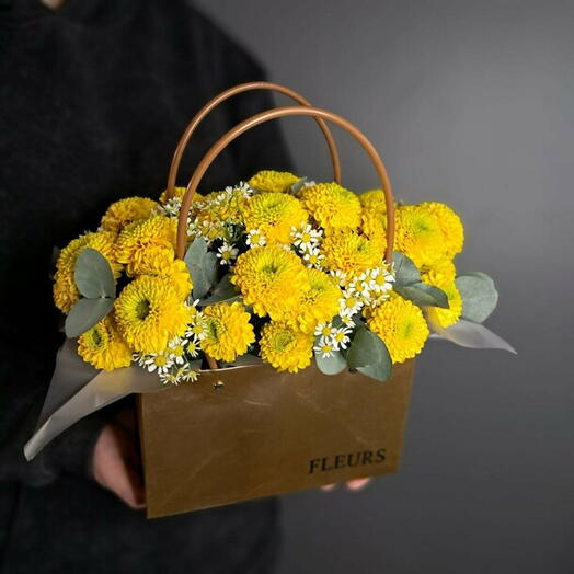 Сумочка солнечных хризантем и ромашек для мамы