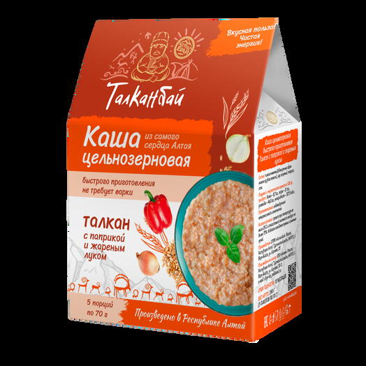 Каша цельнозерновая быстрого приготовления ТАЛКАН С ПАПРИКОЙ И ЖАРЕНЫМ ЛУКОМ, 350 гр