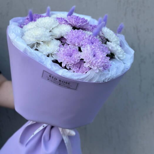 Сиреневые хризантемы букет 💜