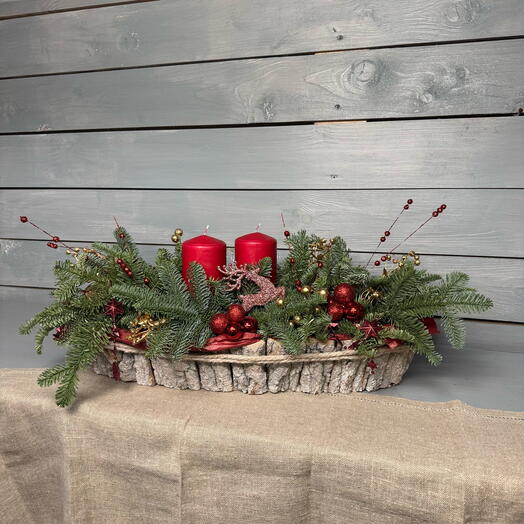 Композиция новогодняя со свечами