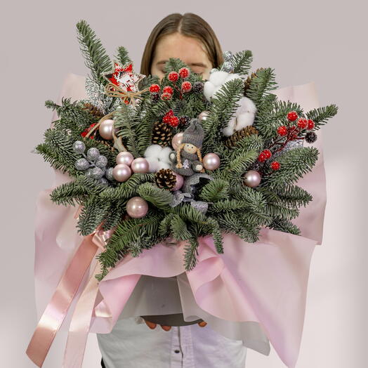 Новогодняя композиция в пастельных тонах. Арт.362