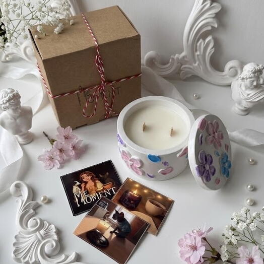 Ароматическая свеча в гипсовом кашпо Цветение