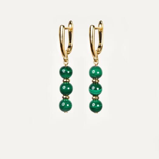 Серьги Самшит Малахит 14K (EAR1160)