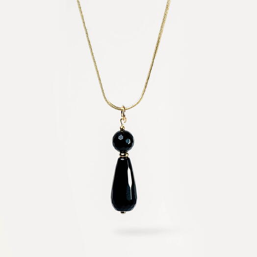 Подвеска, кулон Будра Черный агат 14K (PEN1019)