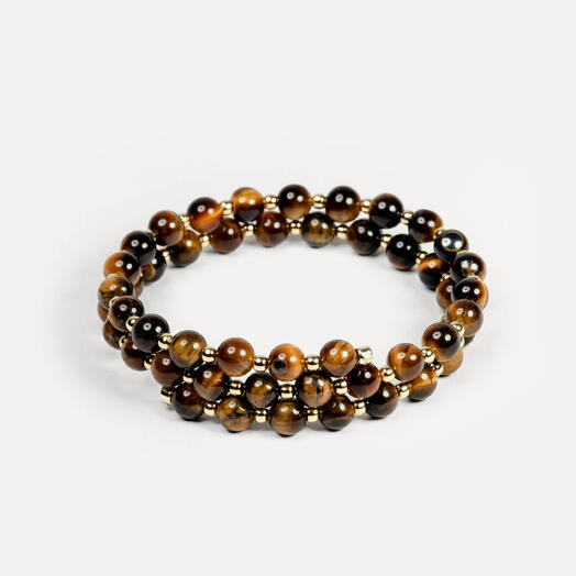 Браслет Самшит Тигровый глаз 14K 19 см (BRA1149)