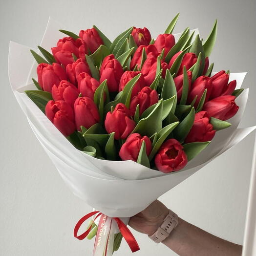 Smile 25 red premium tulips