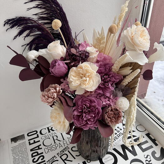 Стабилизированный букет в вазе большой