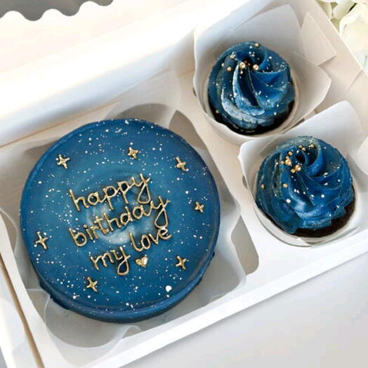 Набор бенто+капкейки 2 шт космос/happy birthday/мужчине/мужу/любимому/мужчине