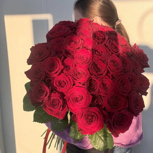 45 красных роз ️🌹60 см