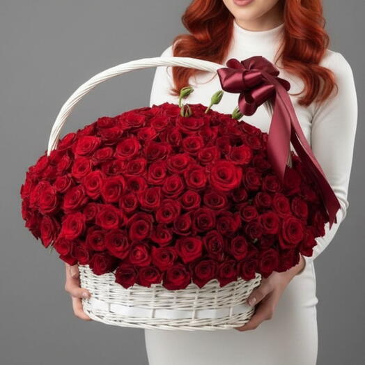 Корзина 151 Роза на 14 февраля