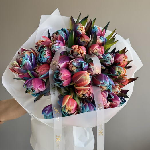 31 радужный пионовидный тюльпан