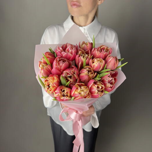Коралловые Пионовидные Тюльпаны 15 шт