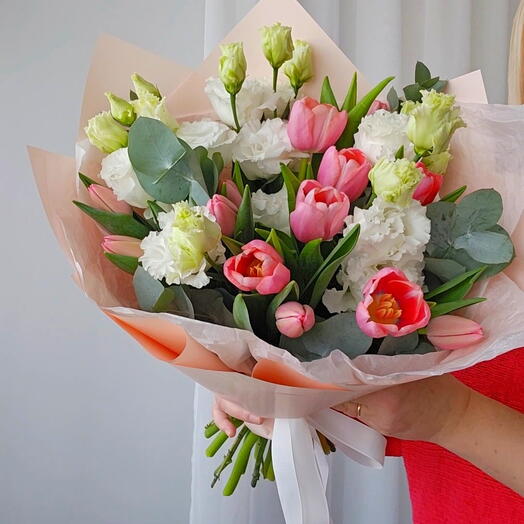 "Spring" - tulips and lisianthus